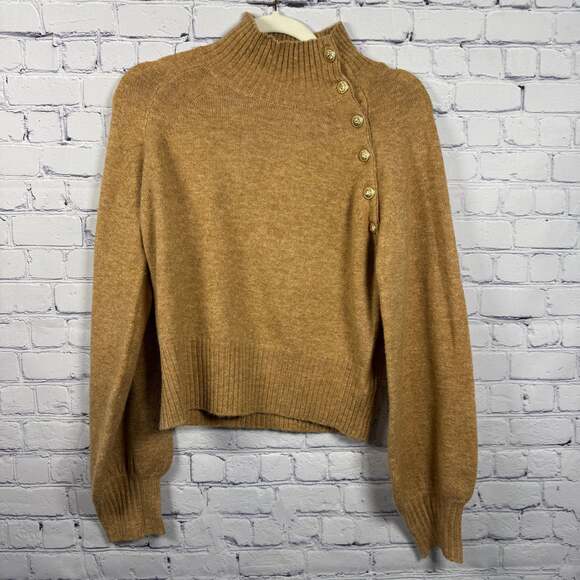 Lulus Brown Camel Sweater - Balloon Sleeve Sweater Size Small - Picture 2 of 7
